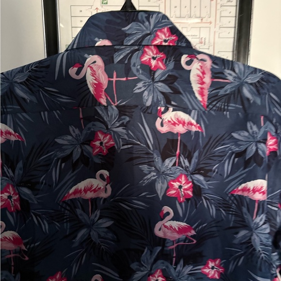 Rosso Milano Blue Floral Short Sleeve Button-Up Shirt Men's XL - Picture 4 of 8